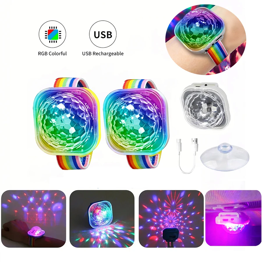 Exquisite USB Bracelet 5v Charging Car Suction Cup Atmosphere Light Smart Magic Ball Stage Light Colorful Wearable Watch Light