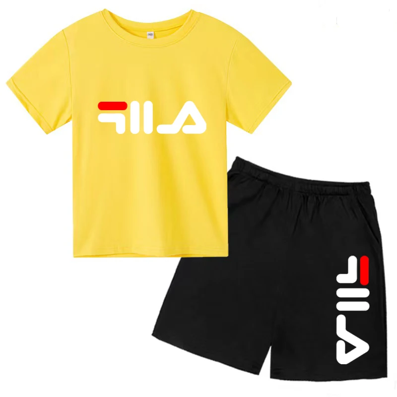 Kids Summer T-shirt for Boys/Girls Birthday Gift 3-13Y Top+Shorts Casual Fashion Brand Letter Beautiful Girl Sunshine Sports Set