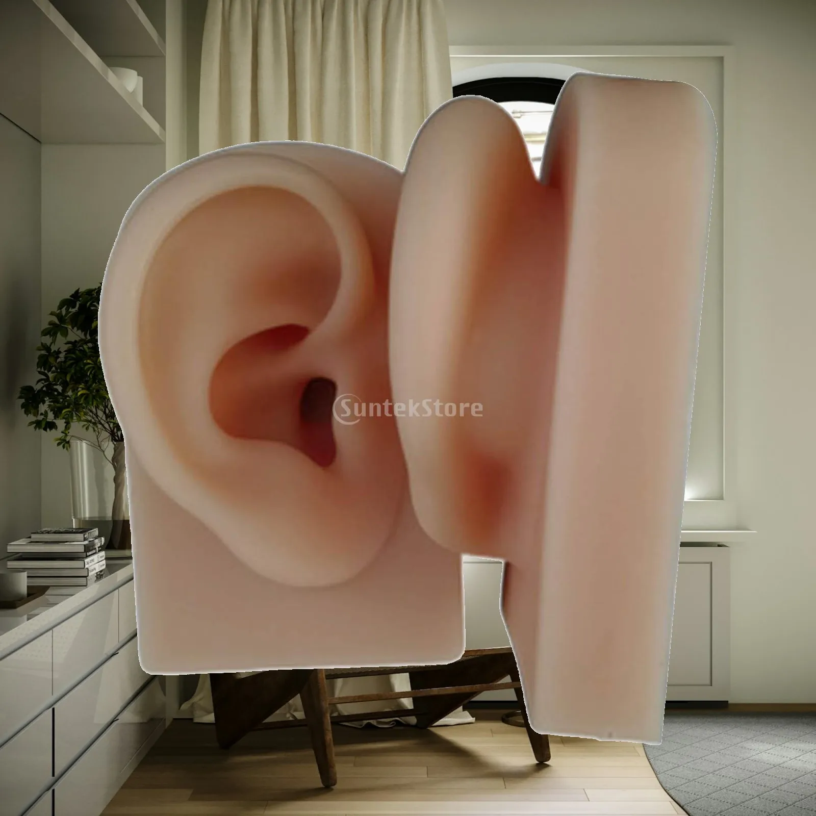 Flexible Silicone Simulation Ear Mold Human Size for Earring Display Piercing Practice Teaching Accessory