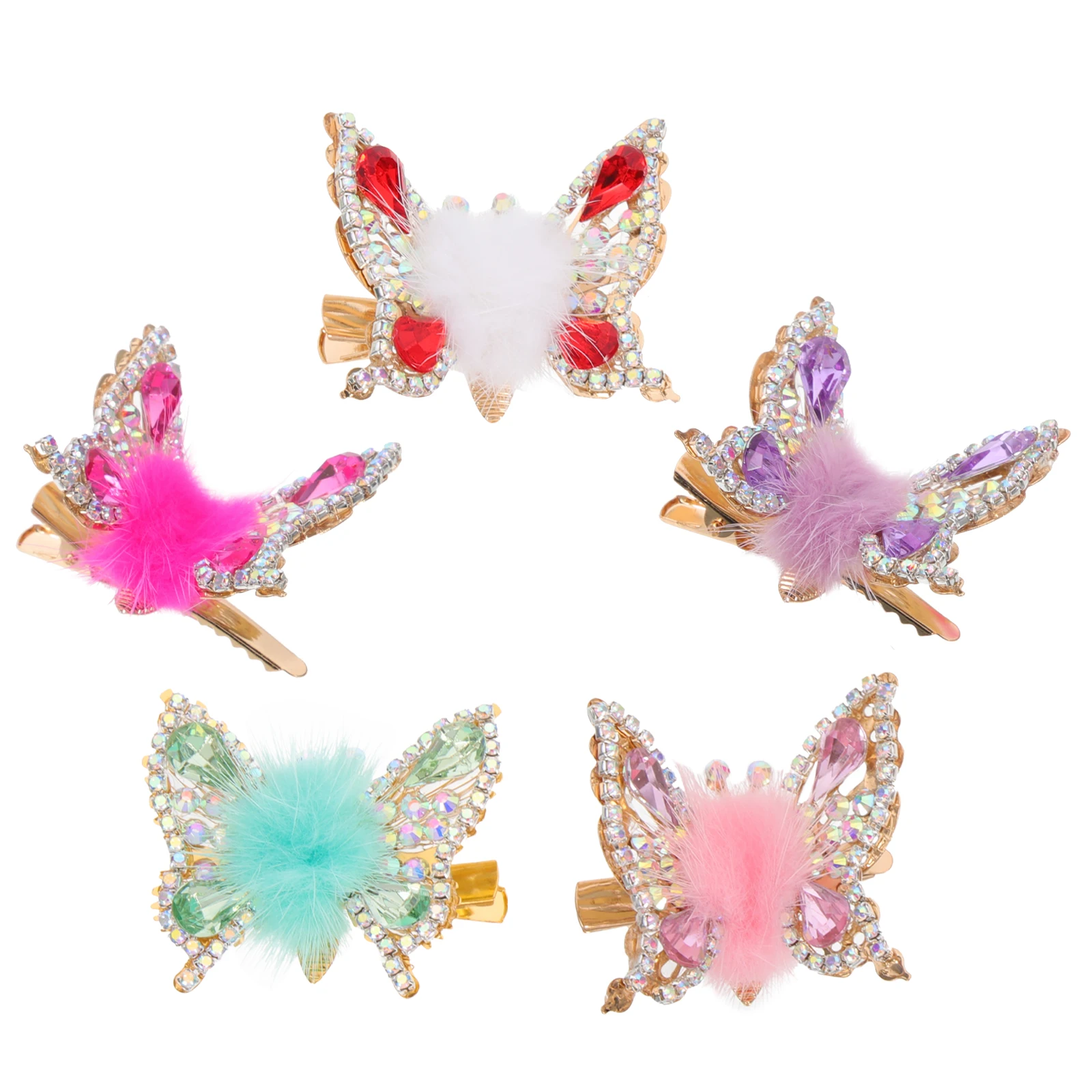 

5pcs Small Butterfly Hair Clips Moving Flying Metal Rhinestone Flannel Wrapped Comfortable Elegant Hair Accessories Women Girls