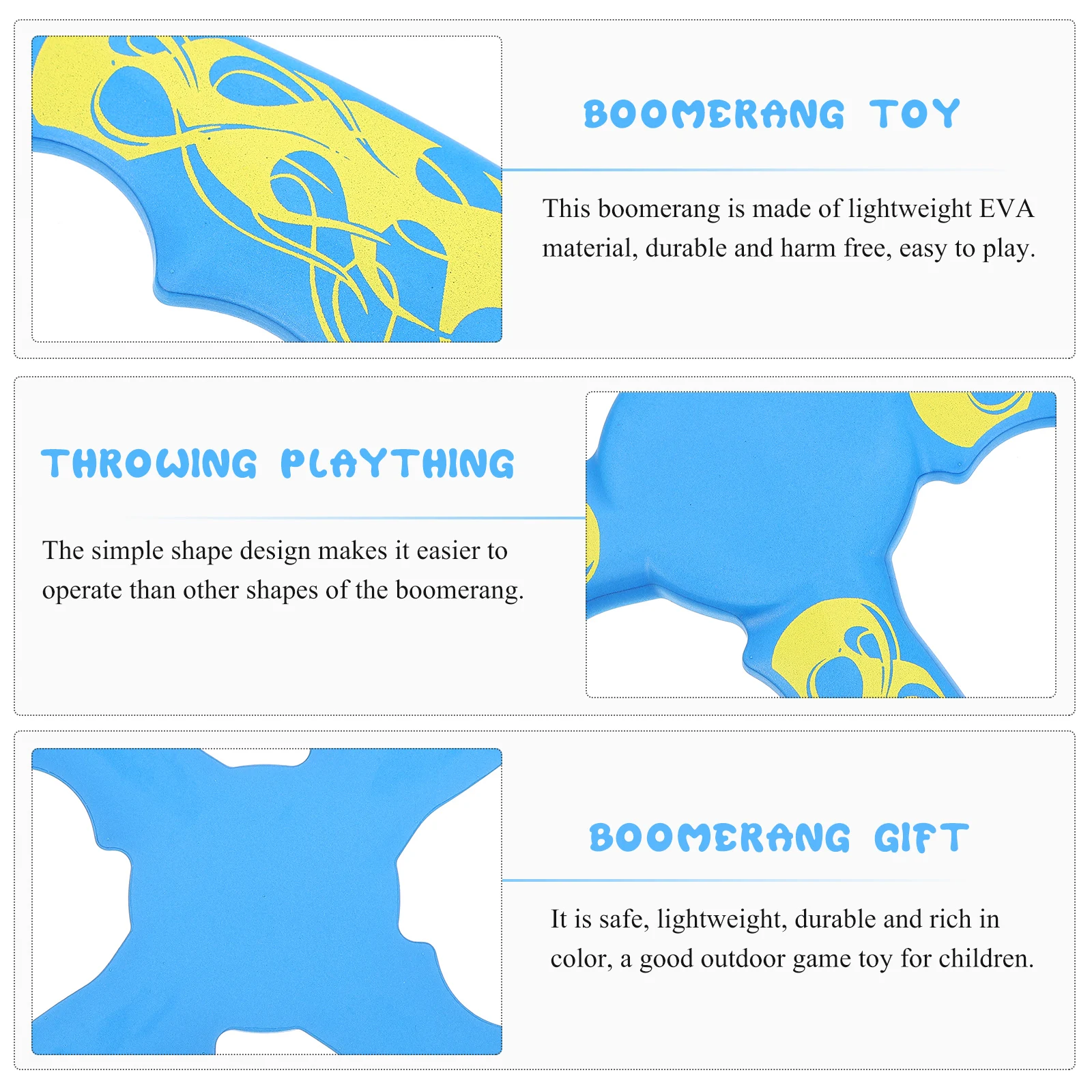 

Blue EVA Boomerang Game Lightweight Durable Toy for Children Outdoor Throwing Plaything Interactive Sports Gift