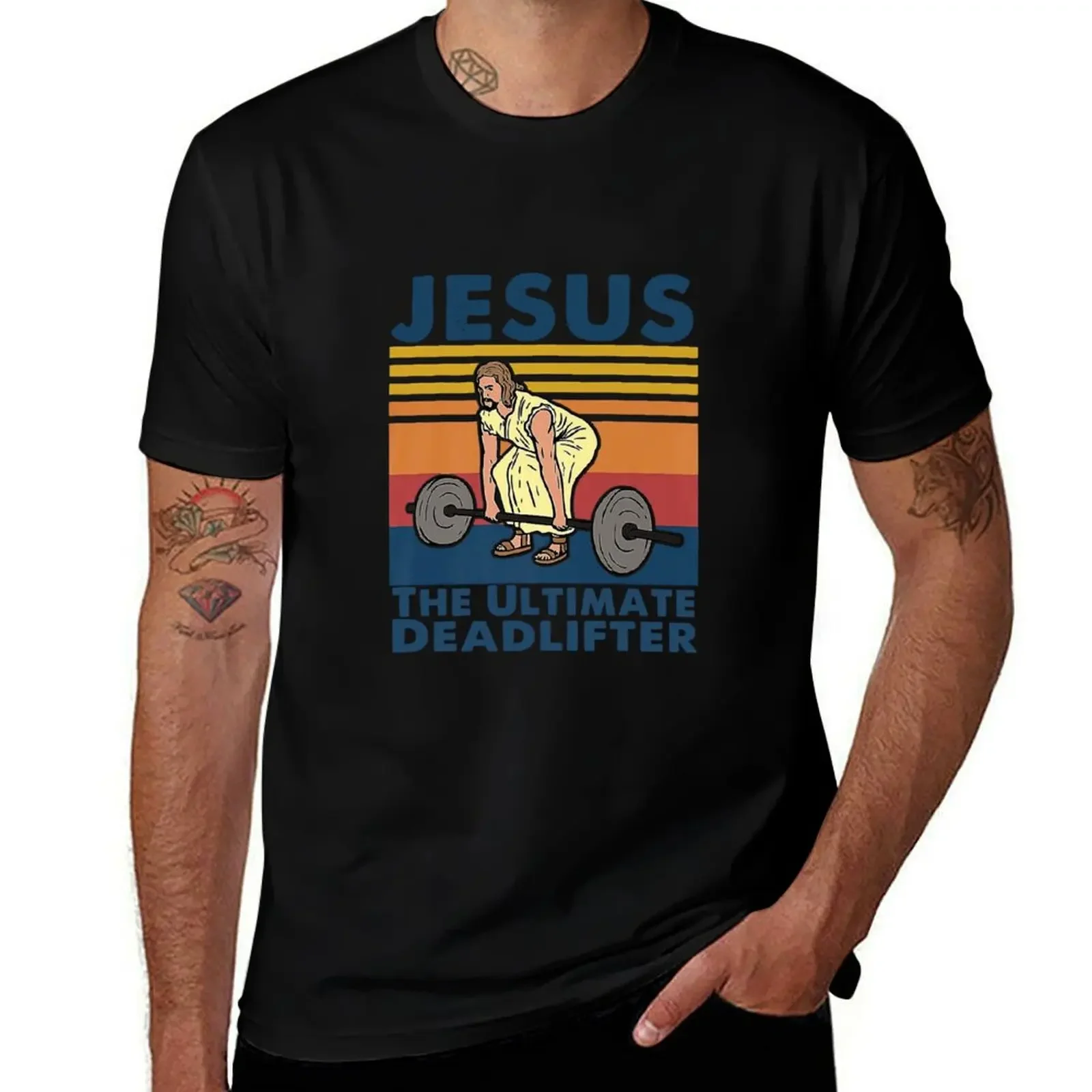 

Jesus The Ultimate Deadlifter Fitness T-Shirt anime stuff heavyweights oversizeds blue archive designer t shirt men