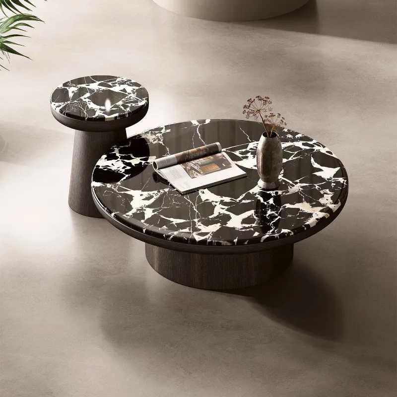 

Luxury stone coffee table, modern simple high-end marble size round coffee table combination