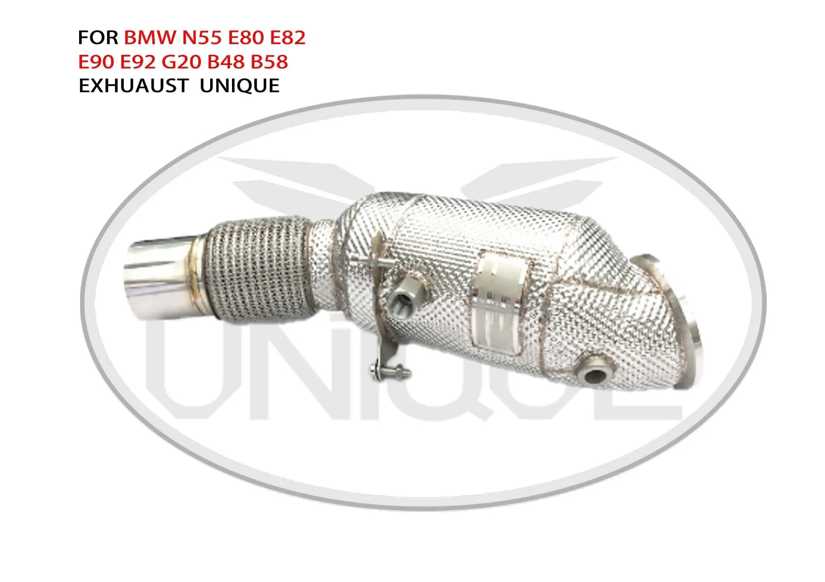 

UNIQUE Exhaust System High Flow Performance Downpipe For BMW N55 E80 E82 E90 E92 G20 B48 B58 Stainless Steel Cat downpipe