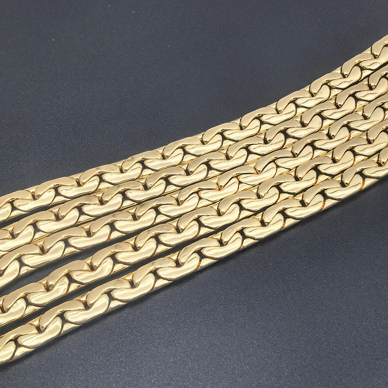 قلادة ذهبية اللون سلسلة كوبية للرجال والنساء 7 مللي متر 18 بوصة موضة الهيب هوب مجوهرات بسيطة هدية عيد ميلاد