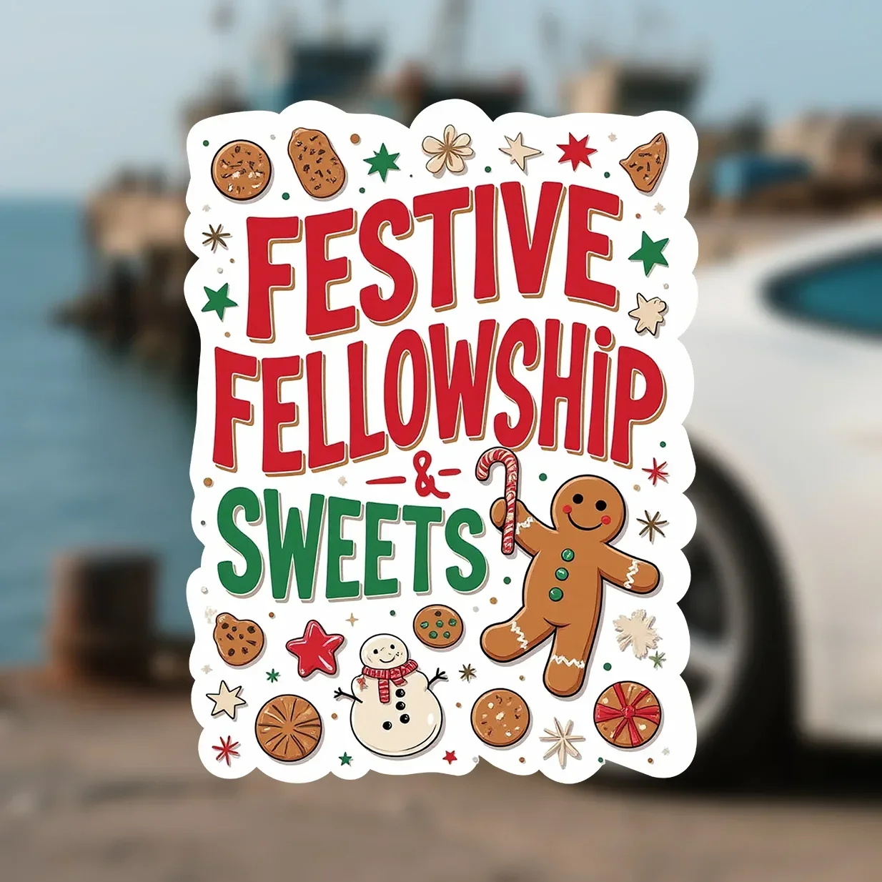 مجموعة ملصقات عيد الميلاد "3 قطع "الزمالية الاحتفالية والحلويات"، مثالية لنوافذ السيارة وأغطية الكمبيوتر المحمول، وإضافة عطلة حلوة #3