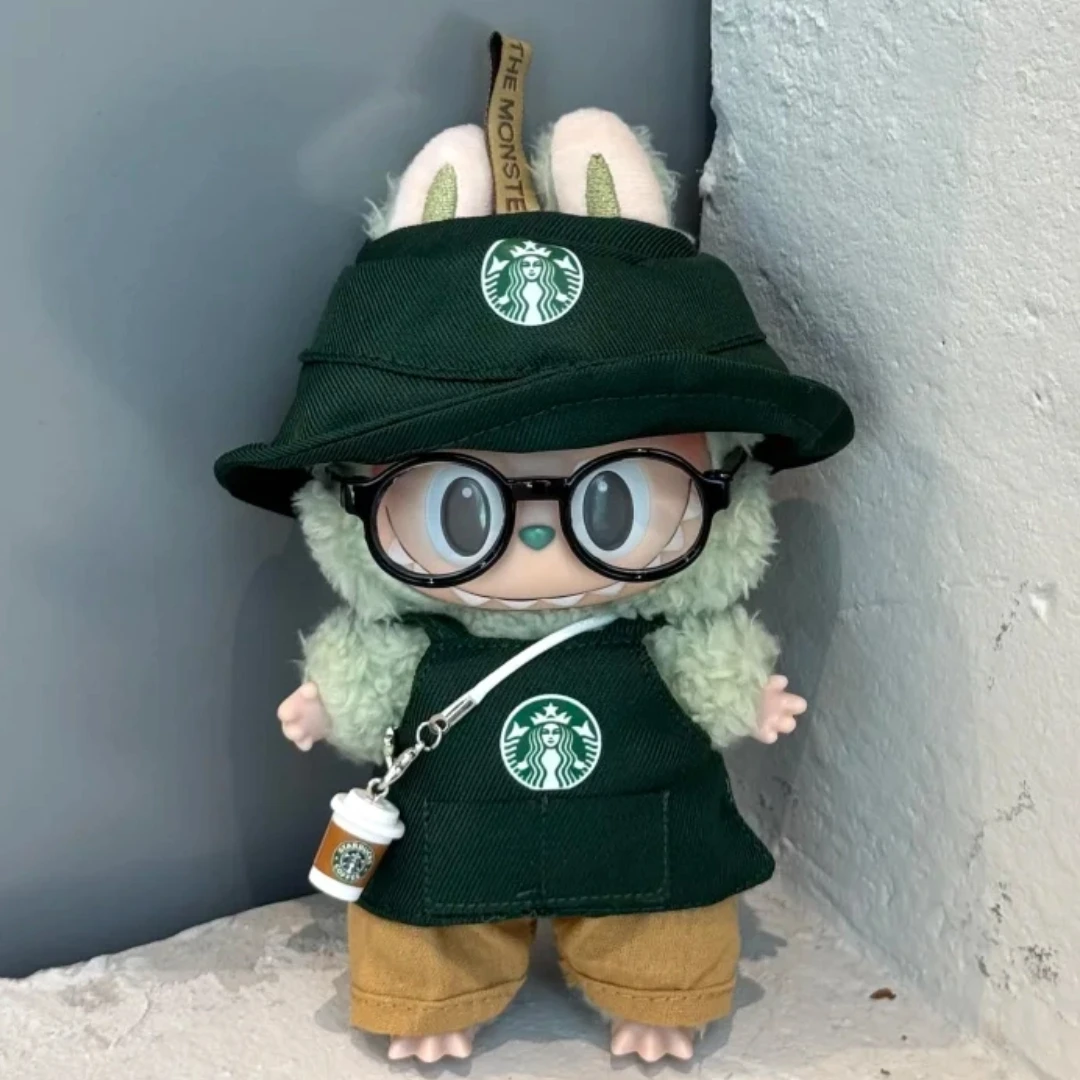 

15cm 17cm For Labubu Clothing Vinyl Blind Box Working Clothes Coffee V1 V2 V3 Suit Clothing Replacement Cute Doll Accessory