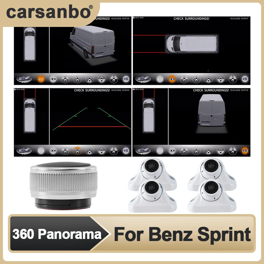 

Carsanbo 360 Degree Super Panorama Around view System DVR SVM Bird's-eye View Camera Parking Sony 225 HD Lens for Benz Sprint