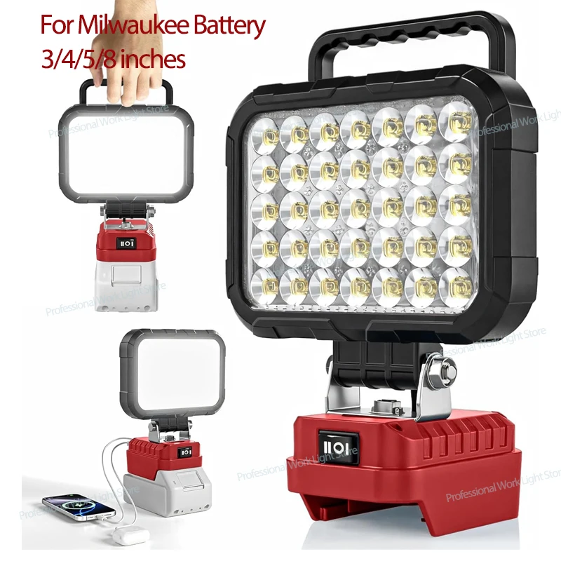 

Светодиодный фонарь для аккумулятора Milwaukee M-18, портативный беспроводной прожектор для работы на открытом воздухе, рыбалки, ручной аварийный инструмент, без батареи