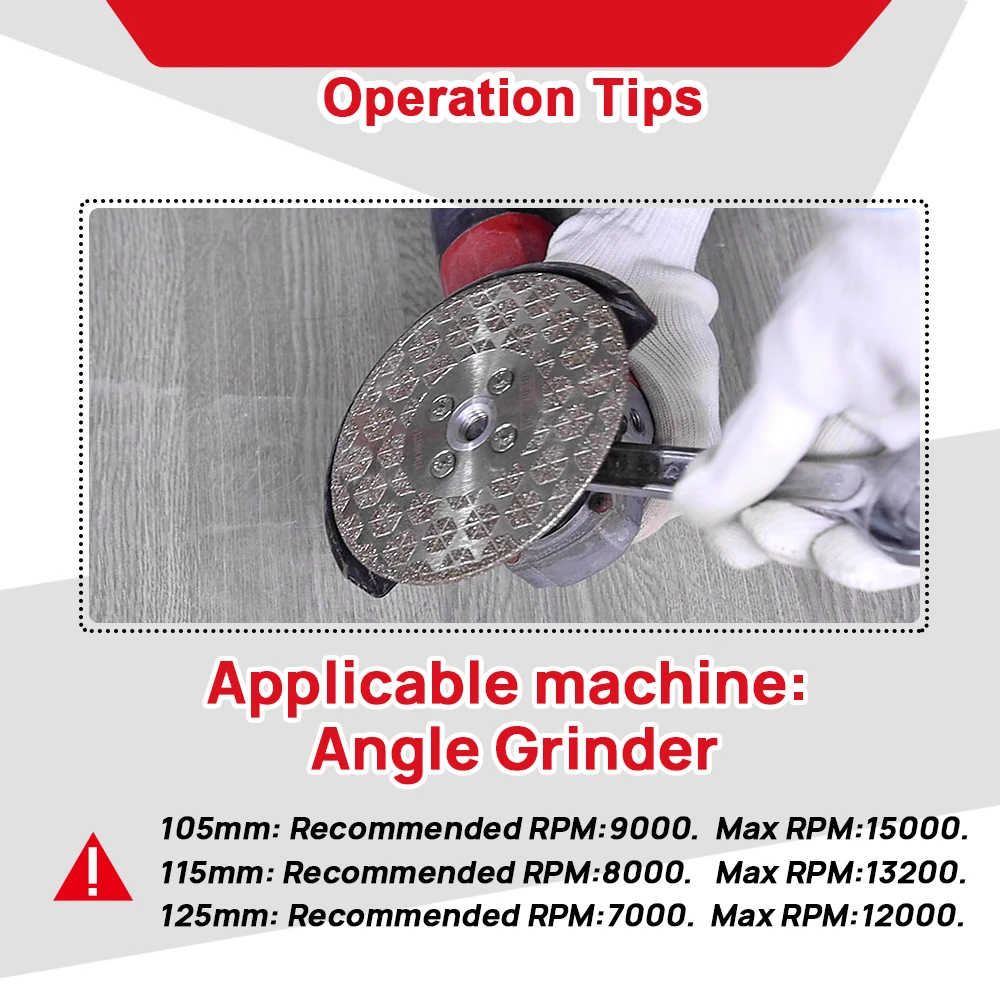 

DT-DIATOOL Electroplated Diamond Saw Blade Both Sides For Marble Granite Ceramic Diamond Cutting Grinding Tile Blade