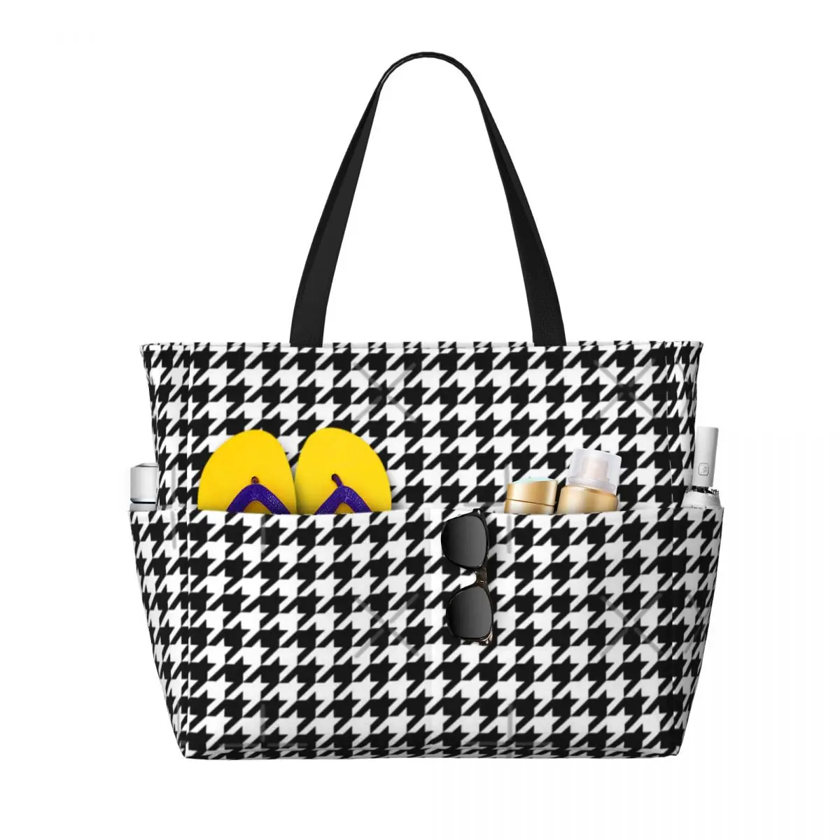 

Houndstooth Beach Travel Bag, Tote Bag Personality Large Capacity Daily Birthday Gift Multi-Style Pattern