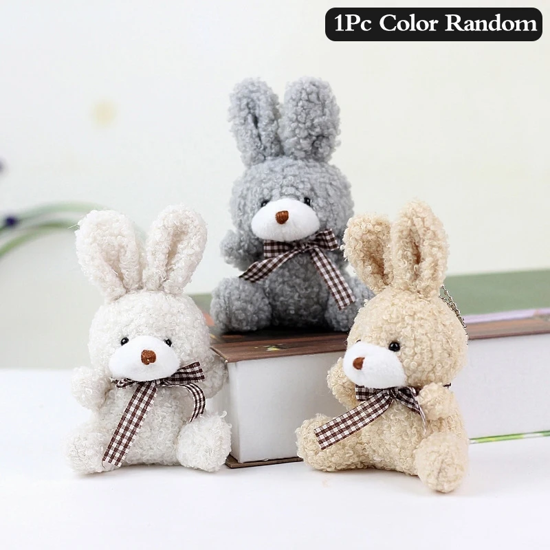 11CM Cute Rabbit Plush Stuffed Doll Bow Tie Bunny Soft Pillow Plush Toy Stuffed Animal Toys Home Decoration Kids Christmas Gift