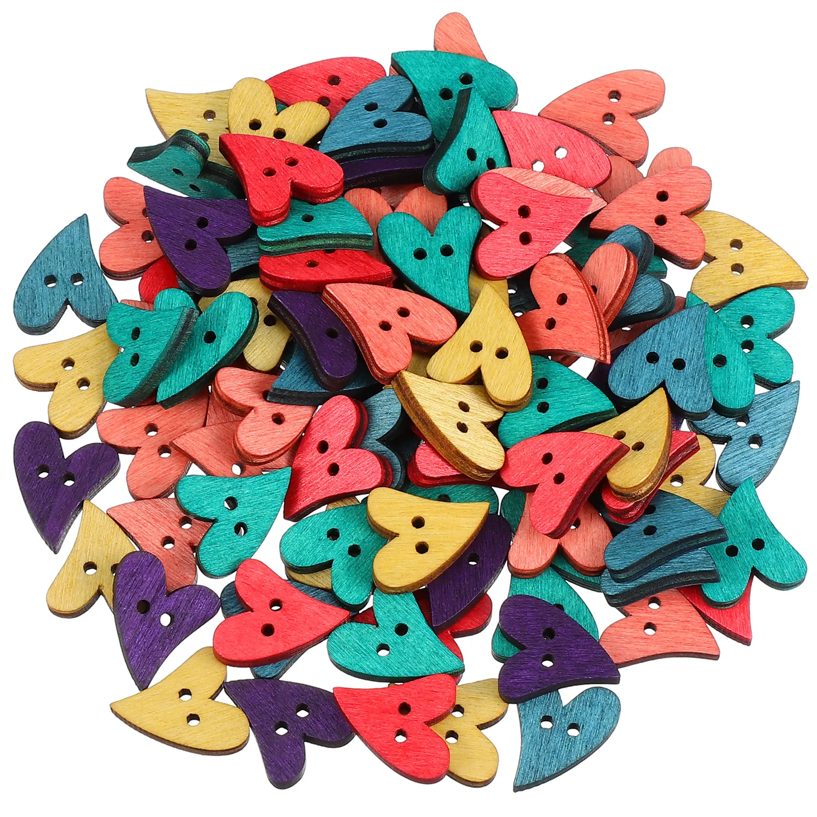 100 boutons en bois de palissandre en forme de cœur, polis, 2 trous, pour scrapbooking, couture, artisanat, embellissements DIY, projets de tricot