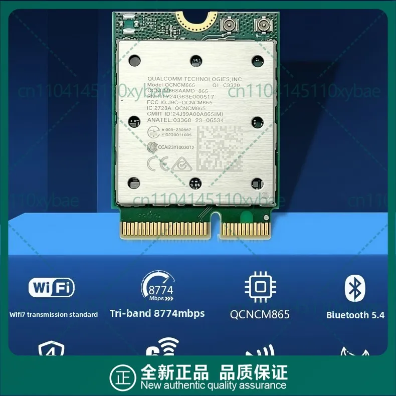 QCNCM865 Wireless Network Card WiFi7 Tri-band Gigabit Notebook Desktop Computer M2 Built-in Bluetooth 5.4