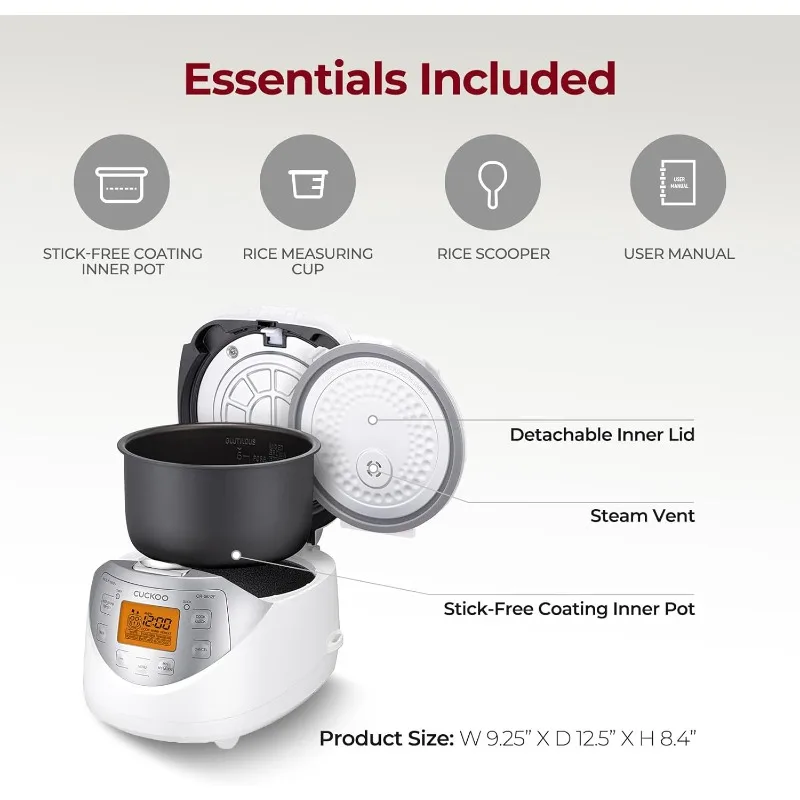 CR-0632F 6-Cup (Uncooked) / 12-Cup (Cooked) Micom Rice Cooker with Nonstick Inner Pot, 11 Menu Modes, LCD Display,