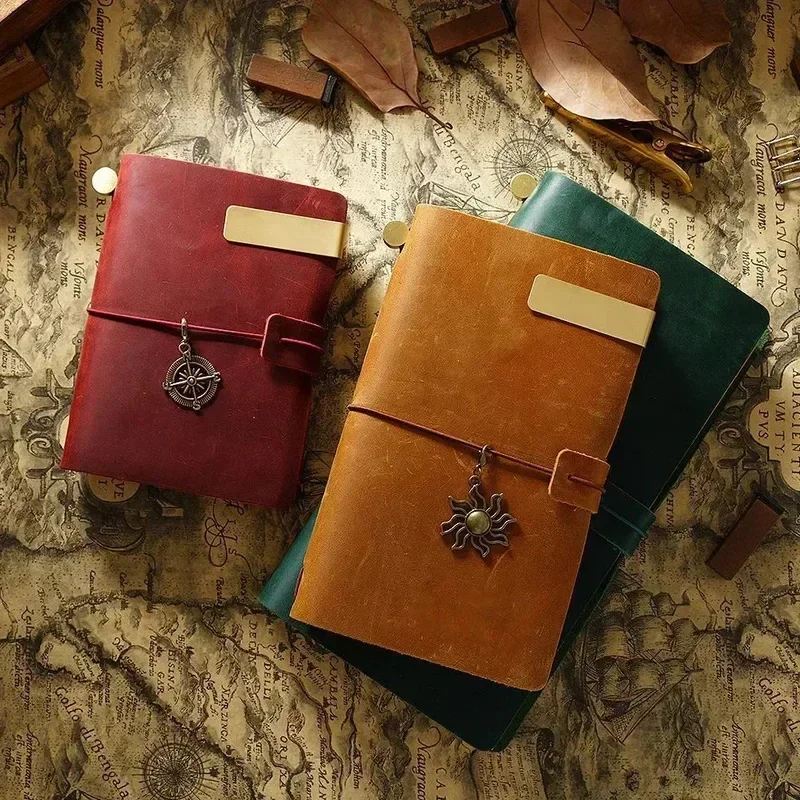 New Moterm Hot Sale 100% Genuine Leather Notebook Handmade Vintage Cowhide Diary Journal Sketchbook Planner TN Travel Notebook C - view 6