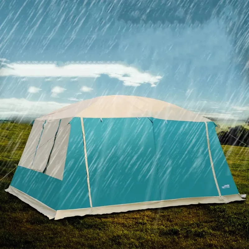 Hot Sale Two Rooms and Two Halls Waterproof Windproof Fabric Fishing Outdoor Camping Tent