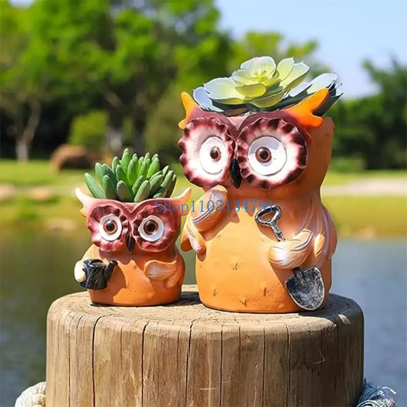 

98km Owl Mom Dad Flower Pot Silicone Mold Epoxy Resin Casting Pot Mould