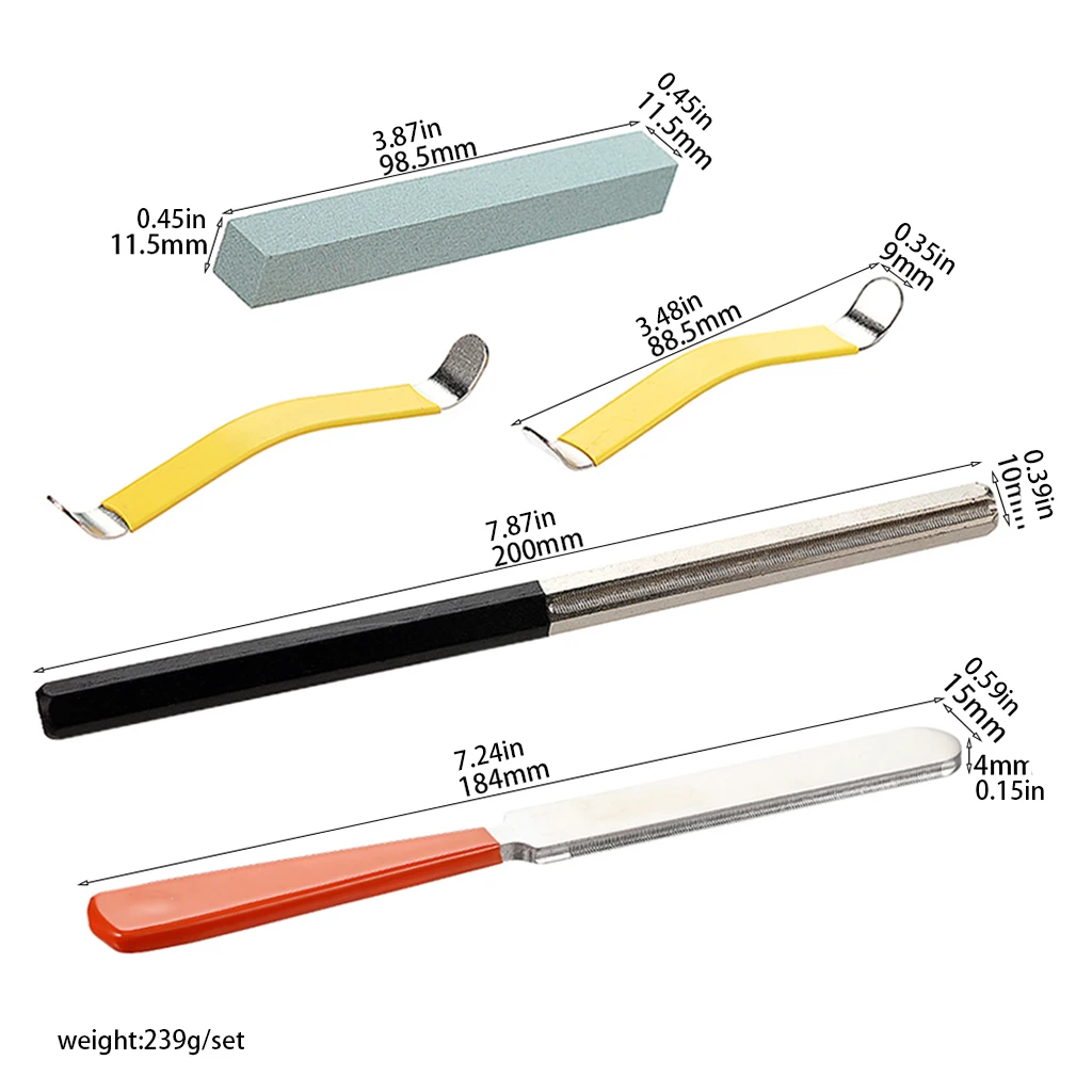 Guitar Fret Crowning File Set with String Spreader Luthier Tools for Guitar Bass Ukulele Mandolin Fret Leveling Dress Repair