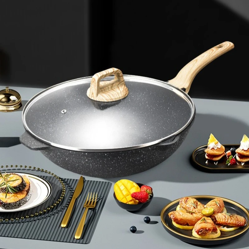 

Deep Frying Pan With Lid, Maifanite Saute Pan Non Toxic, Non Stick Versatile skillet, with steamer, Compatible with All Stoves