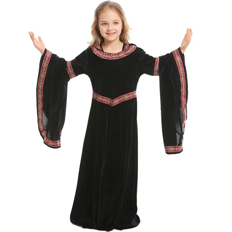 2025 Halloween niños hechicera bruja cosplays para niñas disfraces medievales carnaval Purim escenario juego vestidos de fiesta