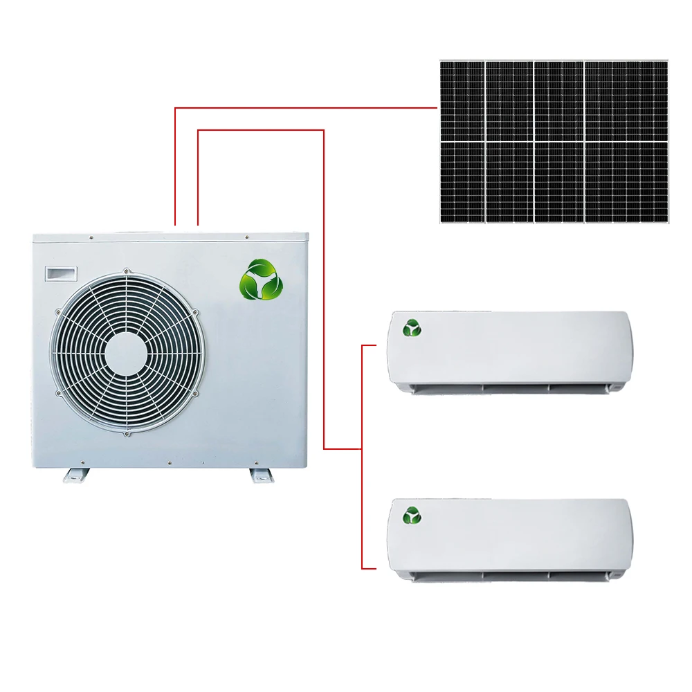 تبريد الطاقة الشمسية 4HP 36000BTU بدون أنابيب متعددة 9k مناطق صغيرة سبليت مكيف هواء الطاقة الشمسية 4 مناطق