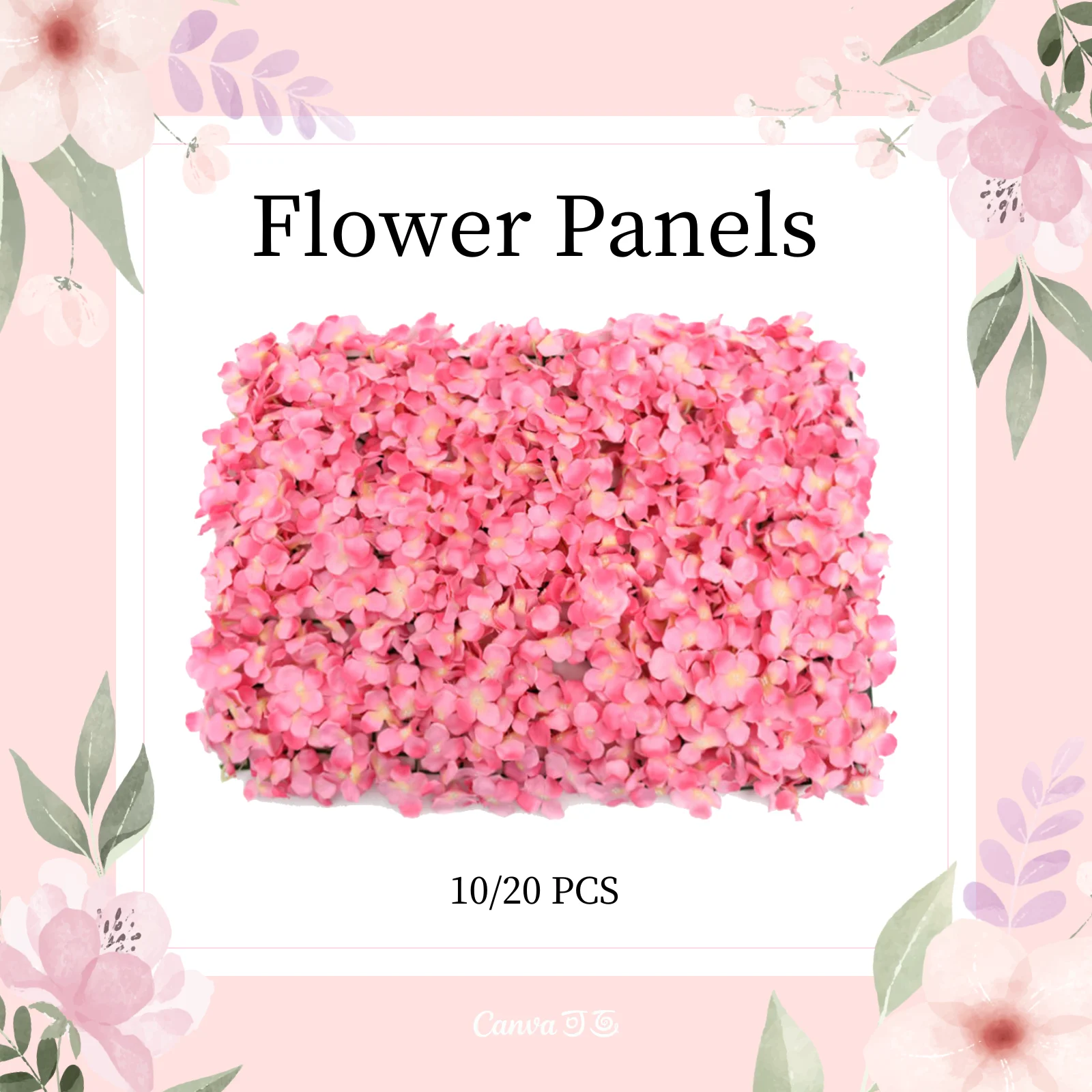 10/20 Flower Panels Artificial Flower Wall Panel,Pink/White Flower Backdrop Wall for Home Party Wedding Christmas Festival