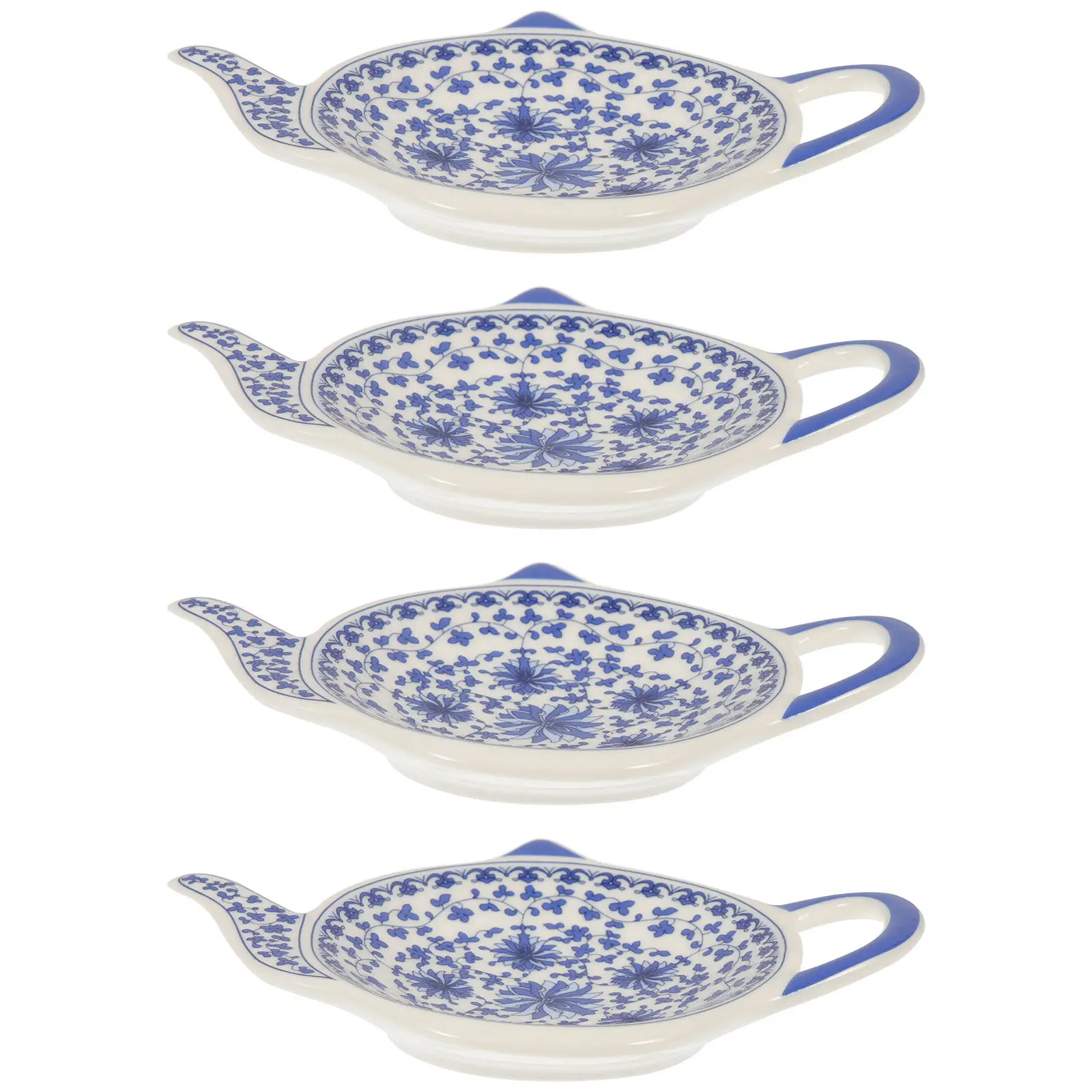 

4Pcs Ceramic Teapot Shaped Tea Bag Holder Minimalist Heat Resistant Tea Organizer Tray Small Dipping Sauce Snack Plate Vintage