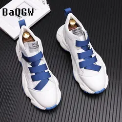 Designer White Sports Thick Sole Running Men's Shoes Casual Personality Loafers Korean Tenis Trainer Slip-on Luxury Sneakers