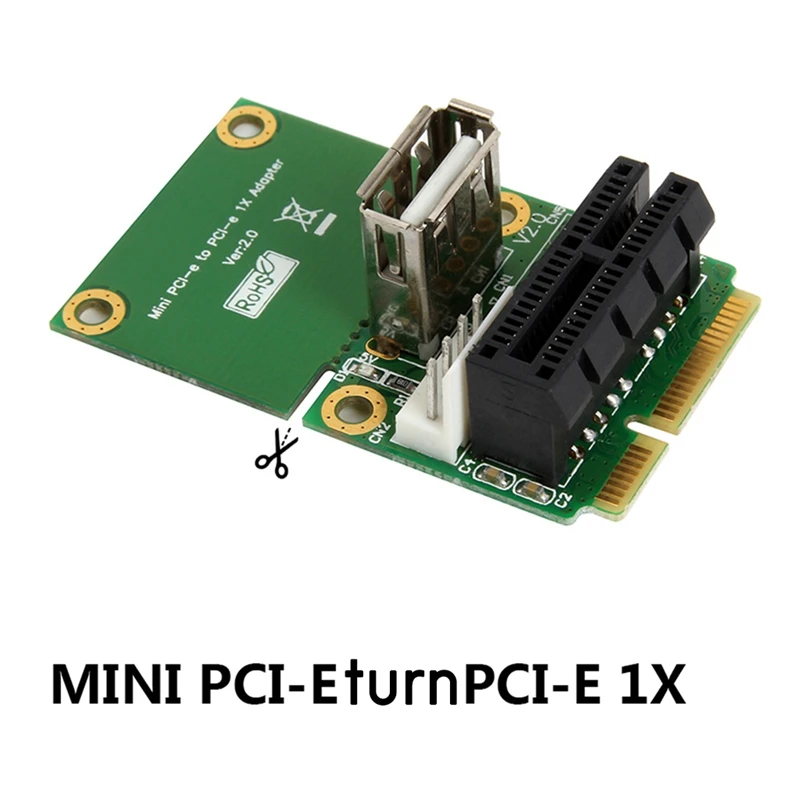 Mini PCI E To Pci Express 1X Riser Card With USB Interface Adapter 4Pin Power Supply Supports Full Height Half Height