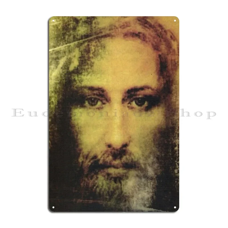 Holy Shroud Mysterious Jesus Face Shroud Of Turin Christ Trinity negative Christian Metal Personalized Wall Decor Sign Poster