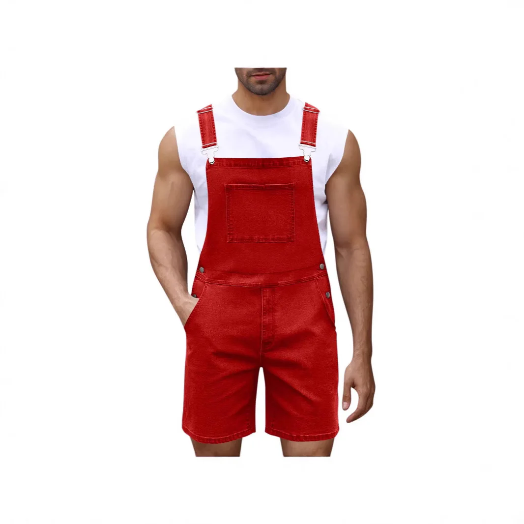 

Casual Men's Denim Overalls orts Trendy Cotton Material Four Seasons Suitable Loose Straight Cut mid Waist Chinese Production