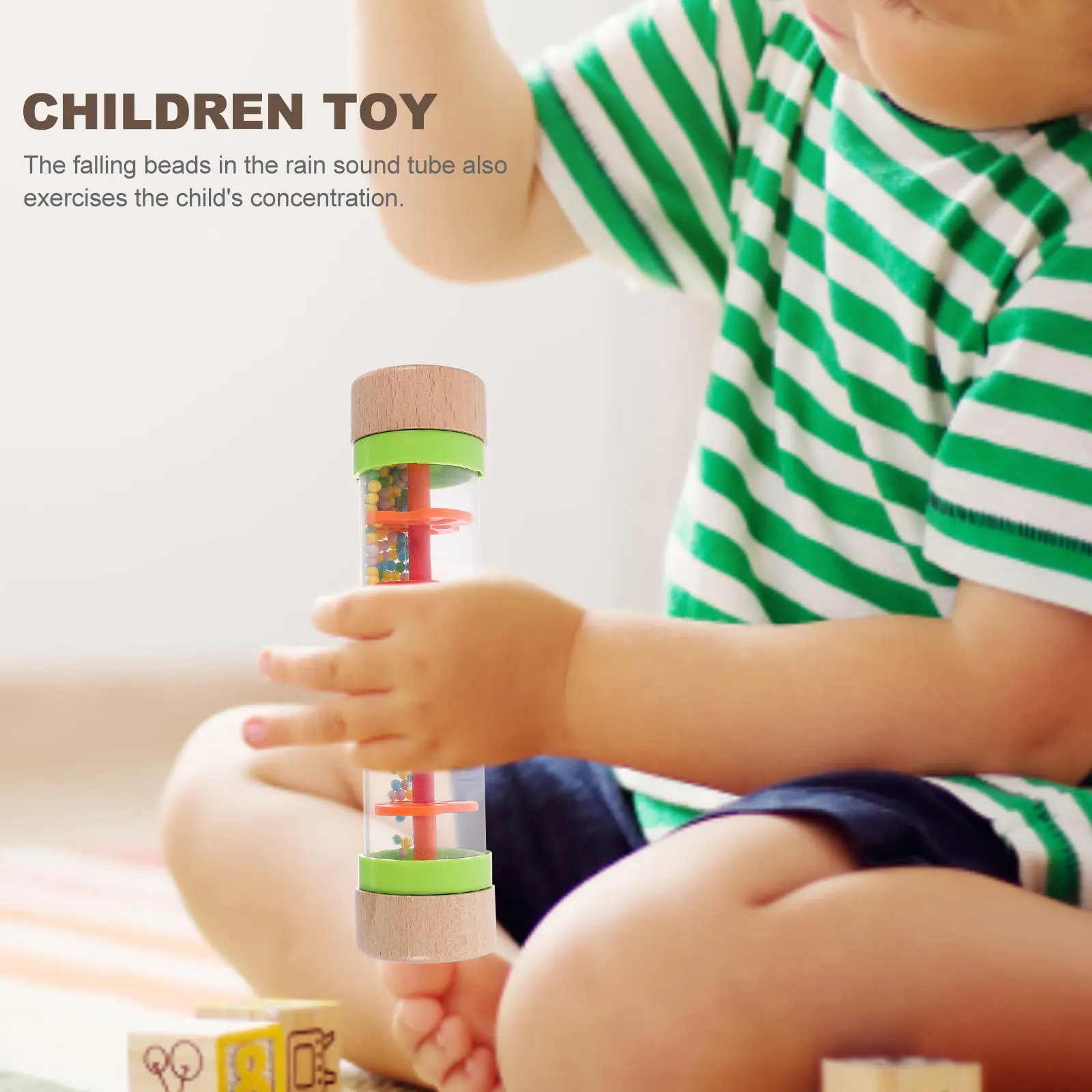 

Звуковая трубка с эффектом дождя для детей, музыкальное обучение, когнитивное развитие, гладкая поверхность, распознавание цветов, развивающие игры