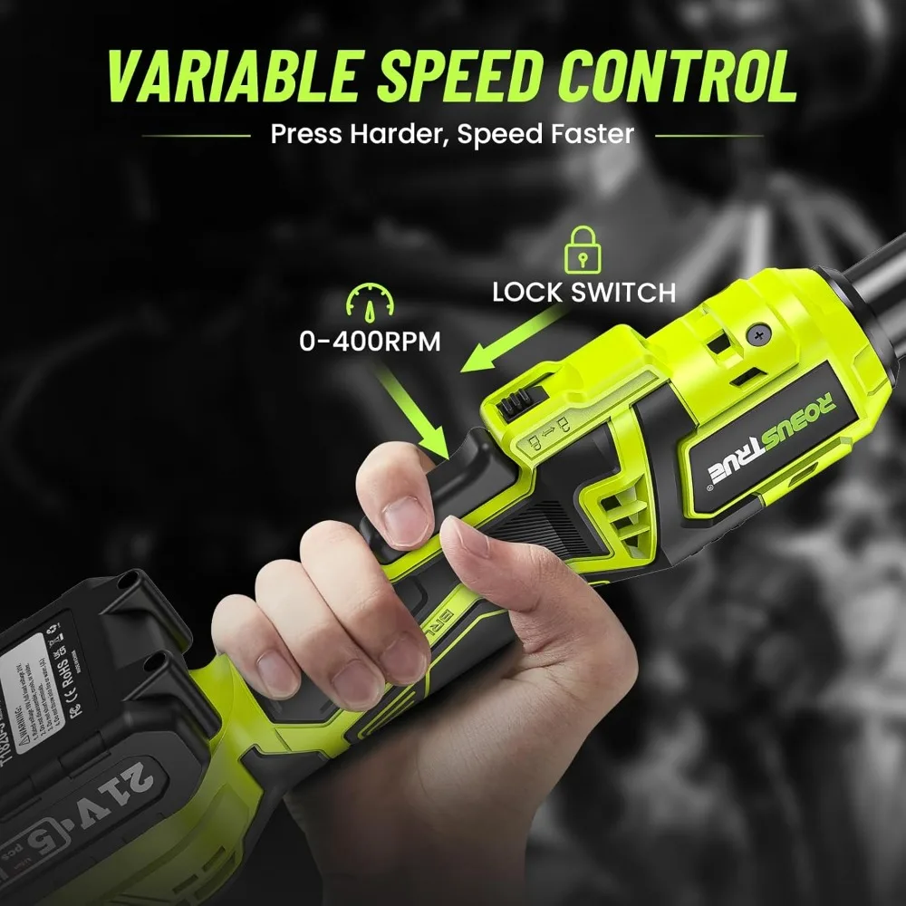 Obeng Ratchet Tanpa Kabel 3/8 inci: Torsi 58 Ft-lbs, 400 RPM, Ringan, Leher 6 inci, 2 Baterai, Soket & LED