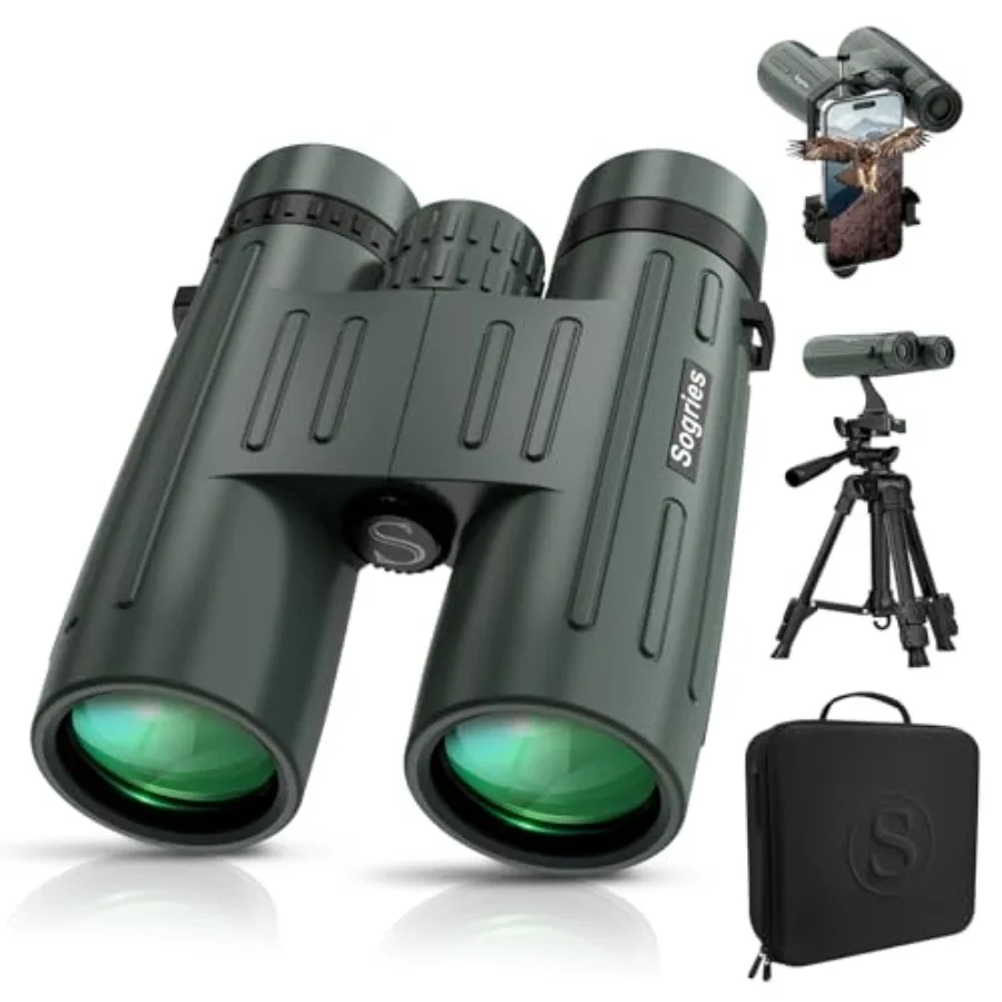 

14x45 binoculars for hunting, stargazing, bird watching, hiking: waterproof FMC BAK4 prism, black, high-powered with tripod and
