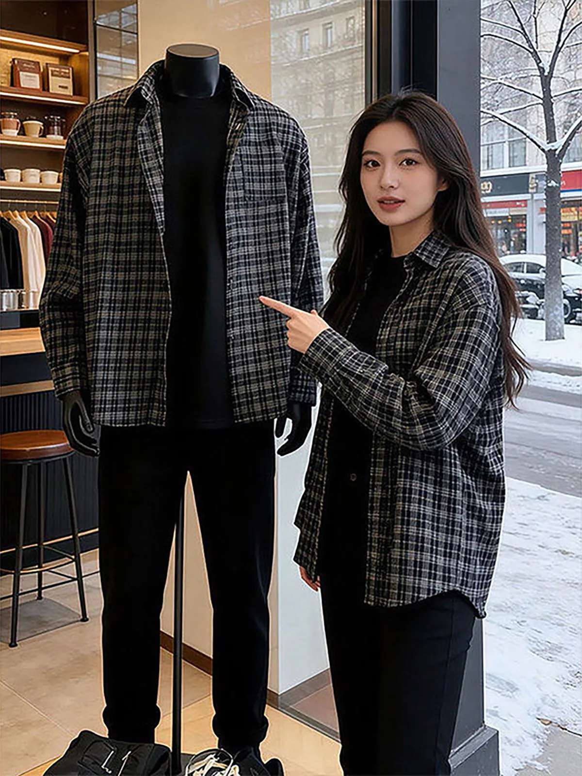 Cleanfit Heavyweight Plaid Long Sleeve Shirt Unisex Casual Lightweight Summer Outerwear Anti-Uv Loose Fit Youth Fashion