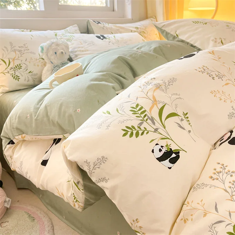 New Spring 100% Cotton Duvet Cover Set Fashion Floral Printed Queen Bedding Set Comfortable Skin Friendly Quilt Cover Set	3/4pcs