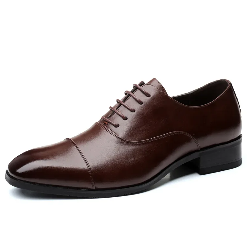 Men\'s Dress Shoes Square Toe Gentlemen Leather Shoes Trendy Business Style Slip On Fashion Men Shoes 2020 new