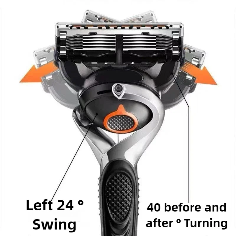 

5-слойная мужская бритва, бритва из нержавеющей стали, классическая ручная бритва, моющееся и сменное лезвие, высокое качество