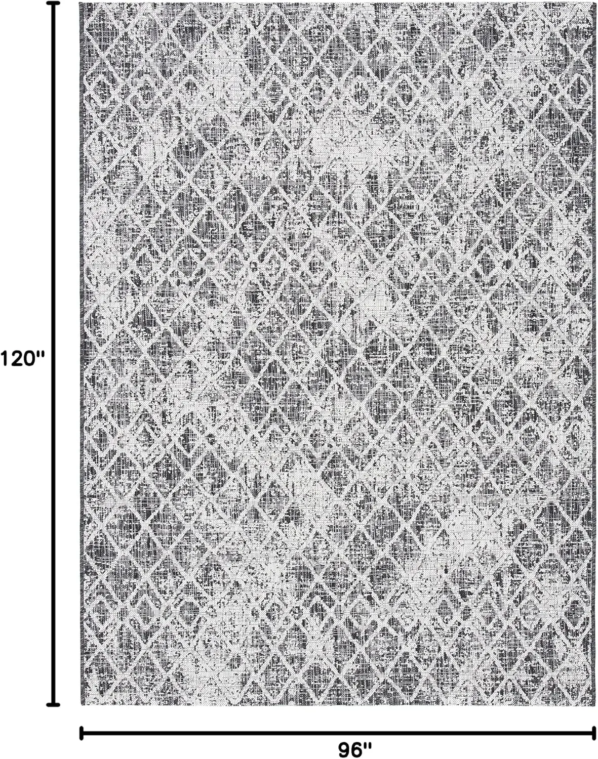 Washable Rug Outdoor Courtyard Collection - 8' x 10', Black & Grey, Non-Shedding & Easy Cleaning, Ideal for Patio, Backyard, Mud
