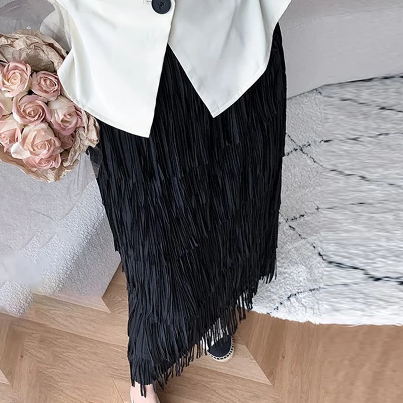 Skirt Children 2024 Summer New Style Fashionable  Tassel  Slimming Half Body Skirt  maxi skirt  LOOSE  Regulai Fit