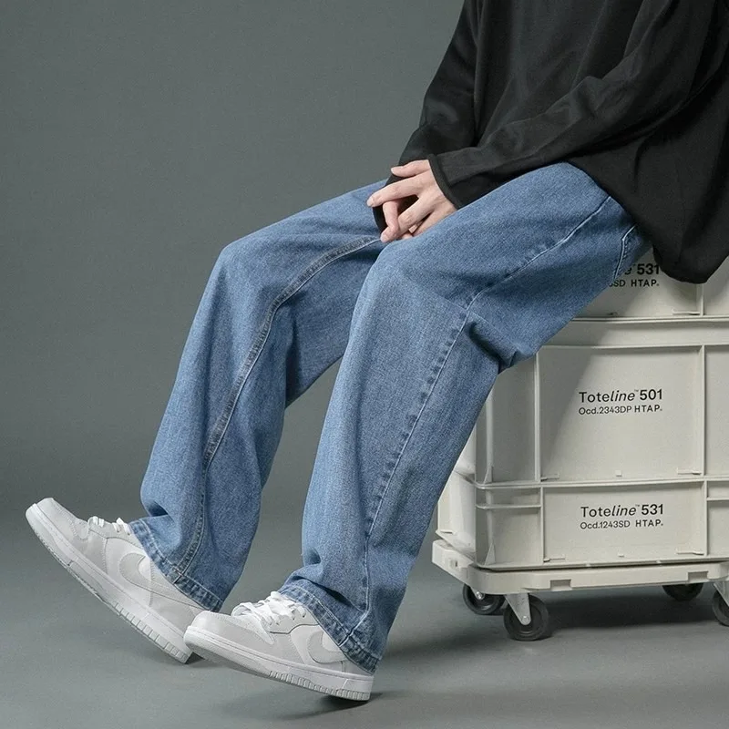 Jean décontracté pour hommes, coupe ample, jambe droite, fermeture éclair, cordon de serrage, plusieurs couleurs et Styles disponibles, grande taille pour l'asie du sud-est