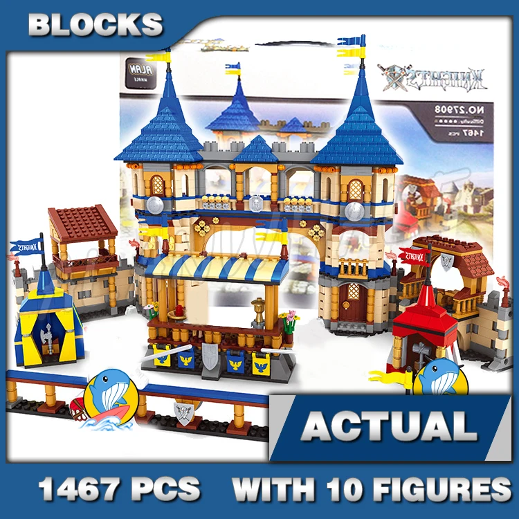 1487pcs Medieval Knights Castle Kingdoms Royal Joust Horseback Battle Fence 27908 Building Blocks Sets Compatible With Model