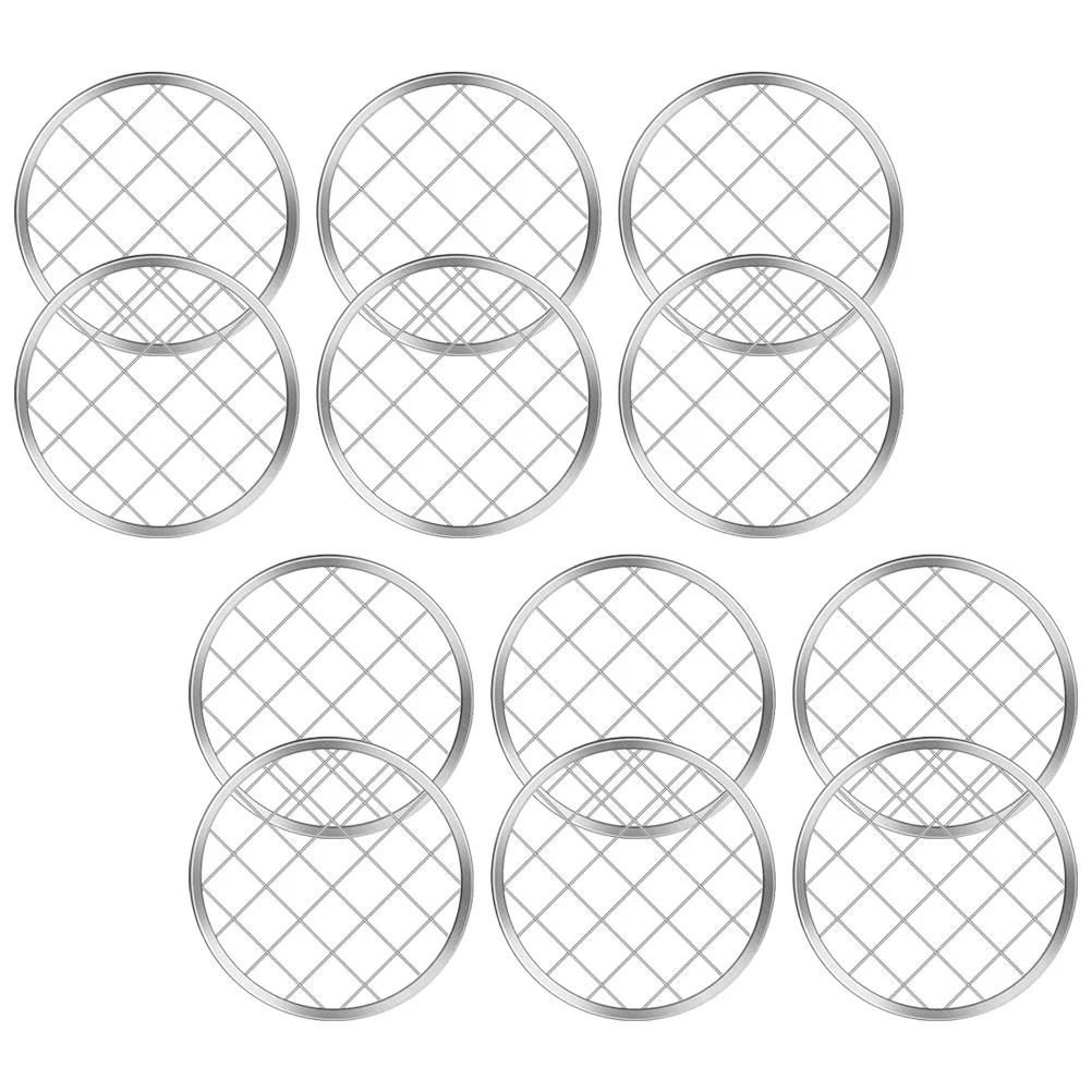 12 Pcs Flower Arranger Twist Vase Floral Grid Sheet Mason Jar Silver Stainless Steel Supplies