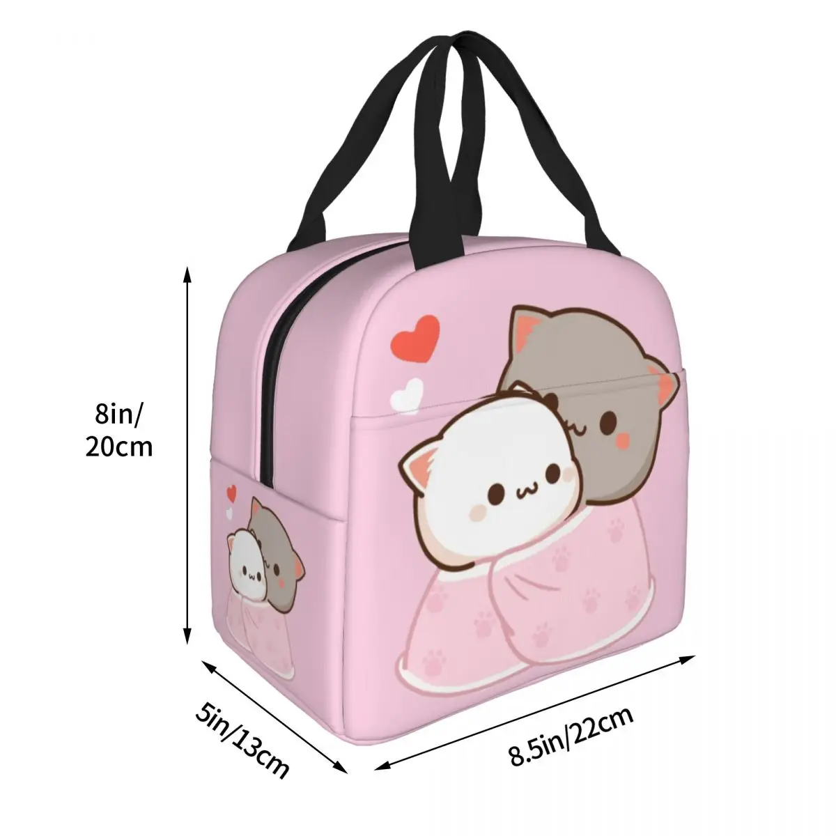 Cute Peach And Goma Cartoon Insulated Lunch Bags Thermal Bag Meal Container Mocha Mochi Peach Cat Lunch Box Tote Food Handbags