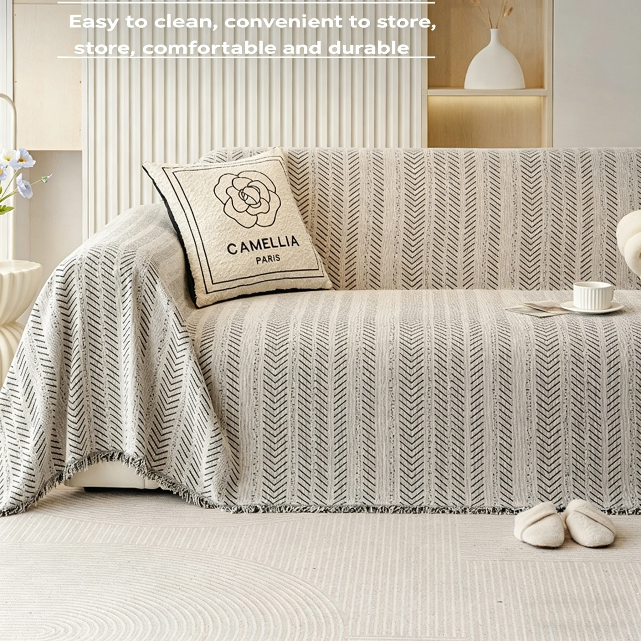 

Sofa Cover Cloth Household Goods Four Seasons Universal Non-Slip Herringbone Pattern Home Textile Finished Cushion Sofa Cover