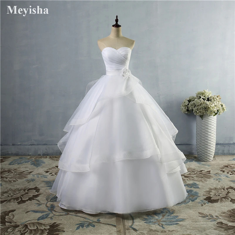 ZJ9043 Customized Sleeveless A-line Wedding Dress Sweetheart Sexy Backless Bridal Gown Ruffle Skirt Wedding Dresses 2022