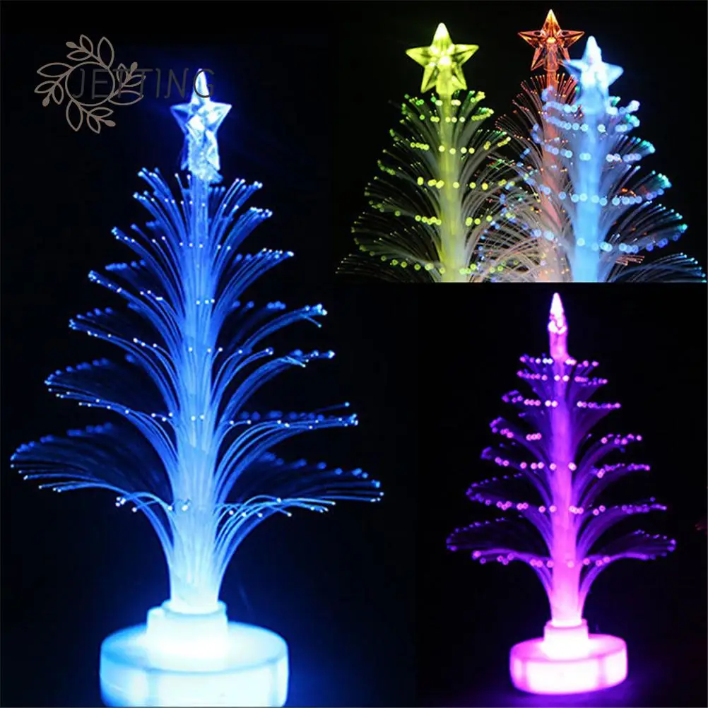 Christmas Tree Lamp Light Colorful LED Fiber Optic Nightlight Mini Christmas Trees Bottle Brush Trees Tabletop Crafting DIY