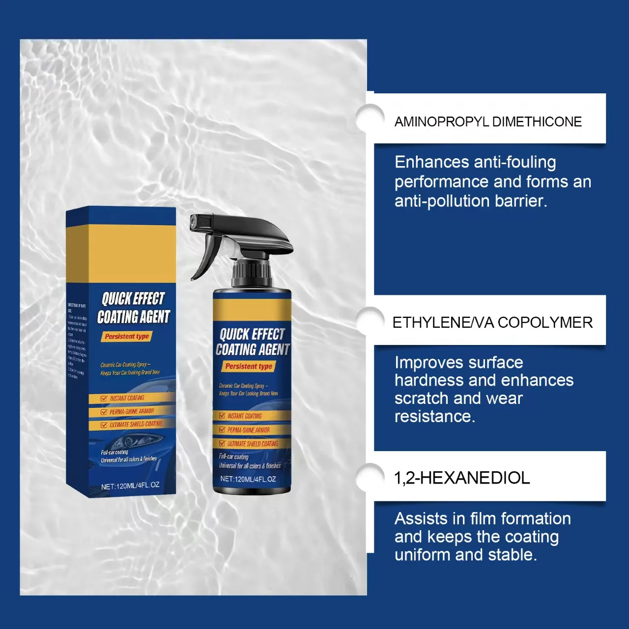 رذاذ طلاء السيارة، عامل طلاء سريع التأثير، سائل رذاذ تلميع شمع خدوش السيارة