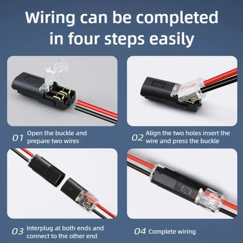 2 Pin Way Plug Docking T Type Electrical Connector LED Wire Cable Automotive No Break Lines Connector Strip Terminal Connection - Image 6